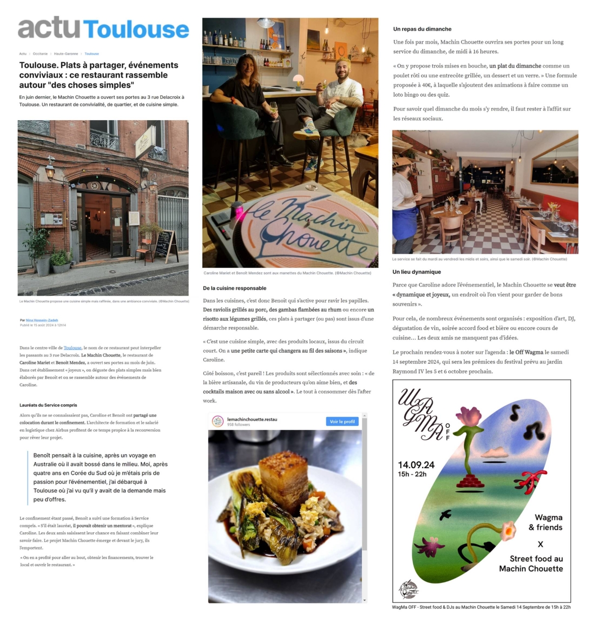 pRESSE - Le Machin Chouette - restaurant TOULOUSE - manger a TOULOUSE