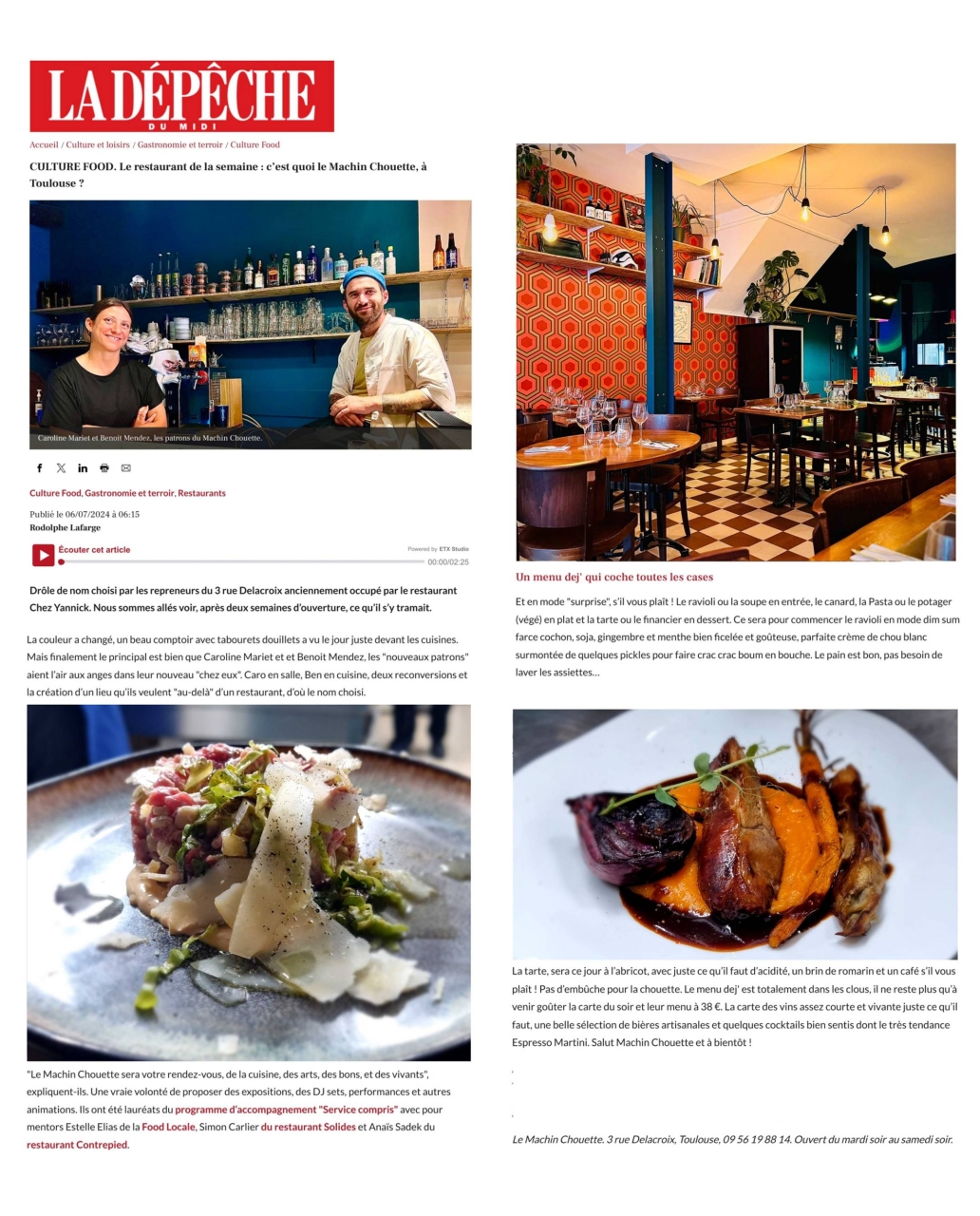 pRESSE - Le Machin Chouette - restaurant TOULOUSE - restaurant a faire TOULOUSE
